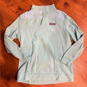 Vineyard Vines Turquoise Pullover with Button Collar